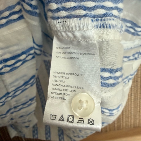 Isabella Sinclair Anthropologie Blue Stripe Ruffle Sleeve Top XS - Picture 5 of 6